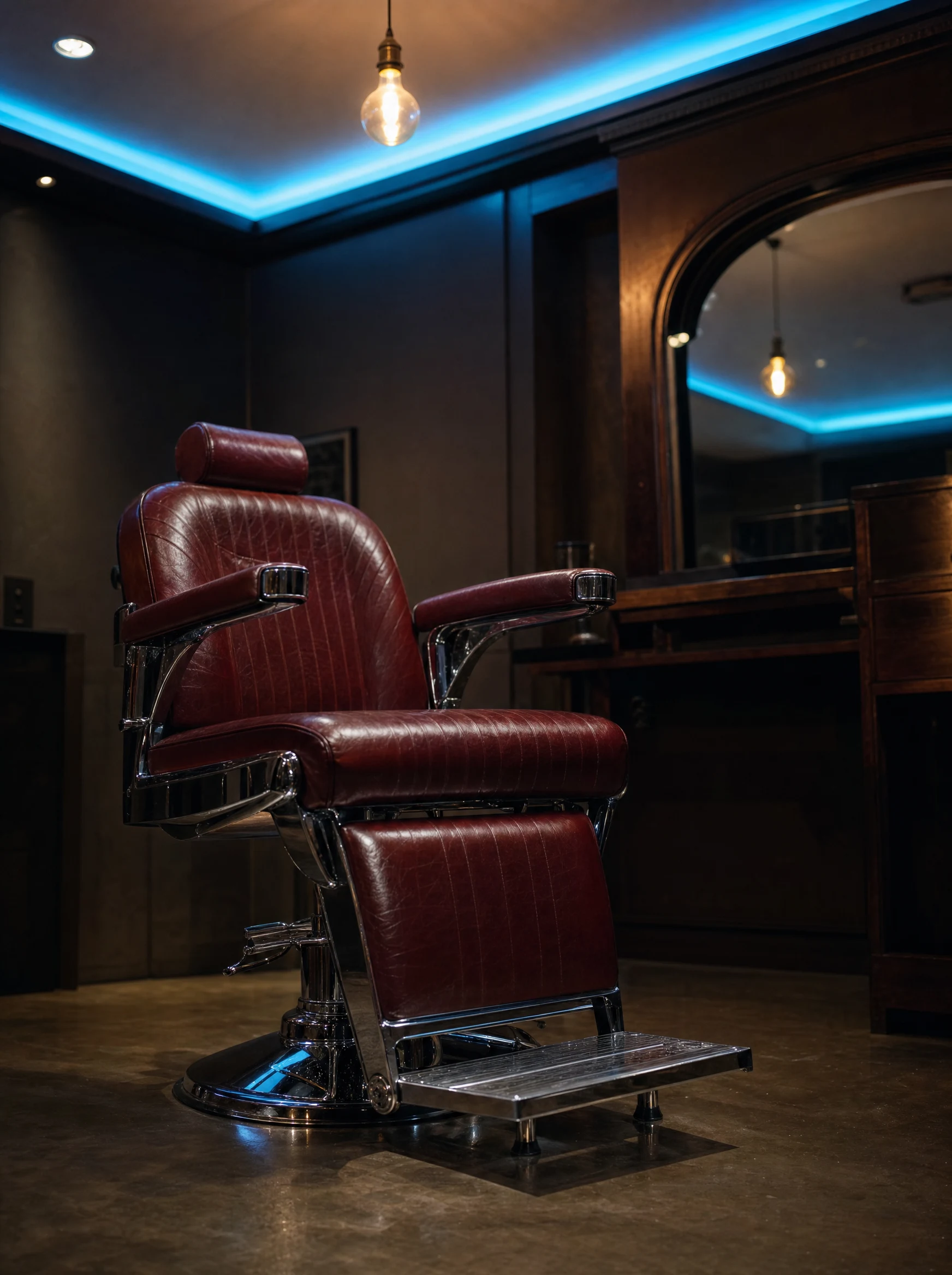 Lederstuhl mit blauer LED